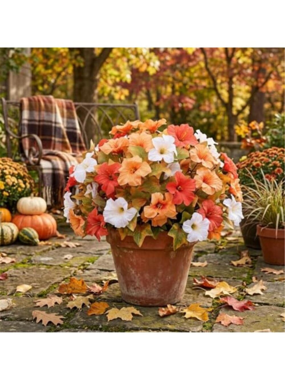 Artificial Fake Fall Petunia Plants Flowers for Outdoor Garden Decor